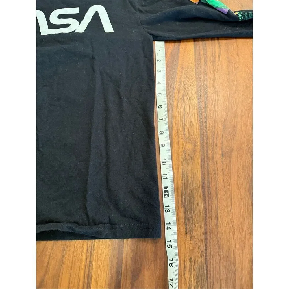Hyper Space Boys' Black Crew Neck Long Sleeve 100% Cotton NASA T-Shirt Size 14